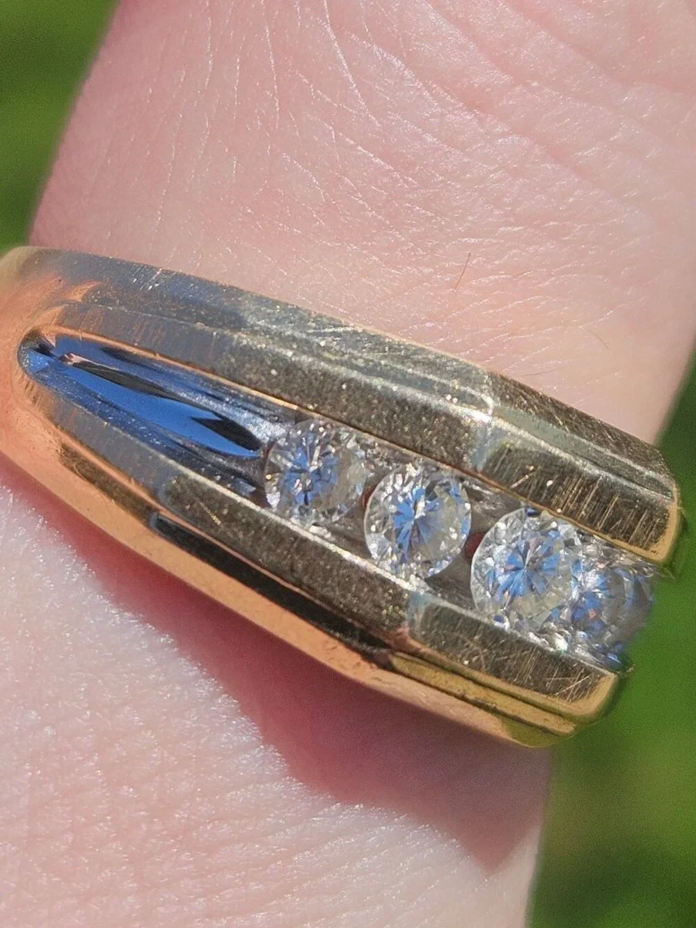 14K Yellow Gold Channel Set Diamond Men's Wide Band Ring 10mm 1.00TCW Size 11